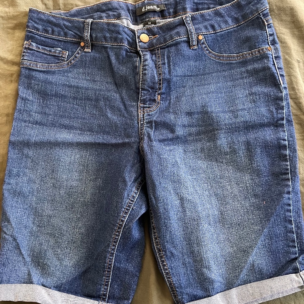 Knee length denim shorts